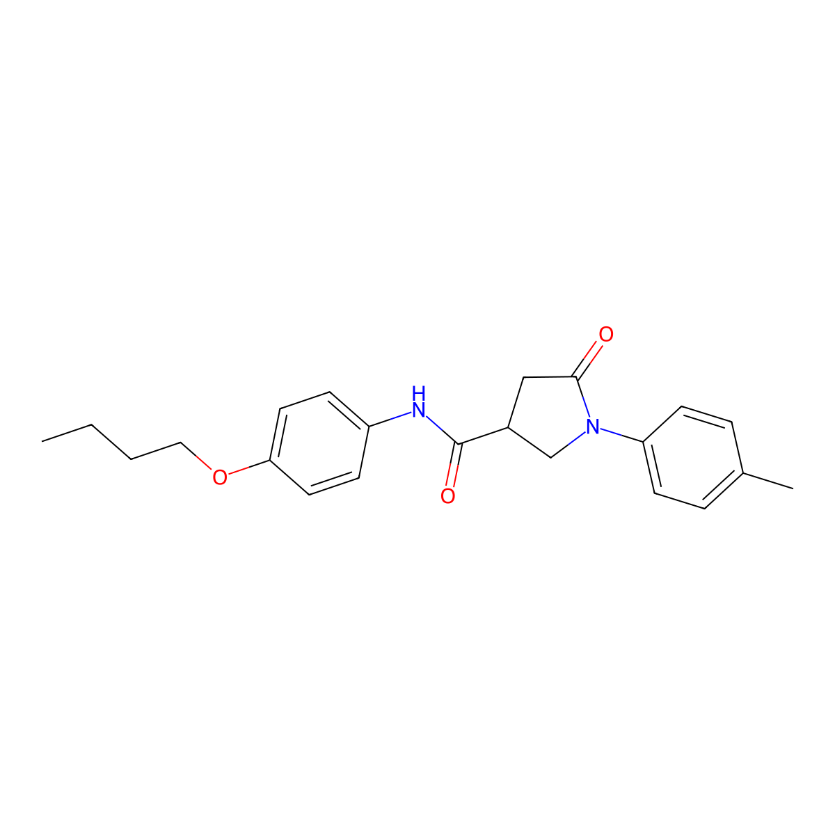 N-(4-butoxyphenyl)-1-(4-methylphenyl)-5-oxopyrrolidine-3-carboxamide molecular structure, CAS 332026-98-9