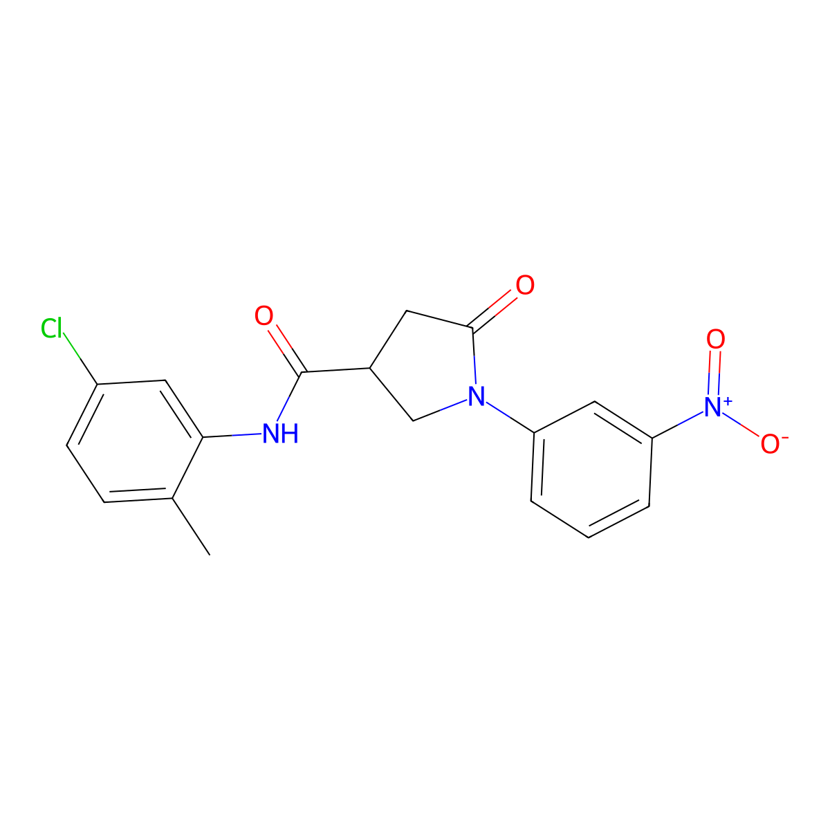 N-(5-chloro-2-methylphenyl)-1-(3-nitrophenyl)-5-oxopyrrolidine-3-carboxamide molecular structure, CAS 332027-05-1