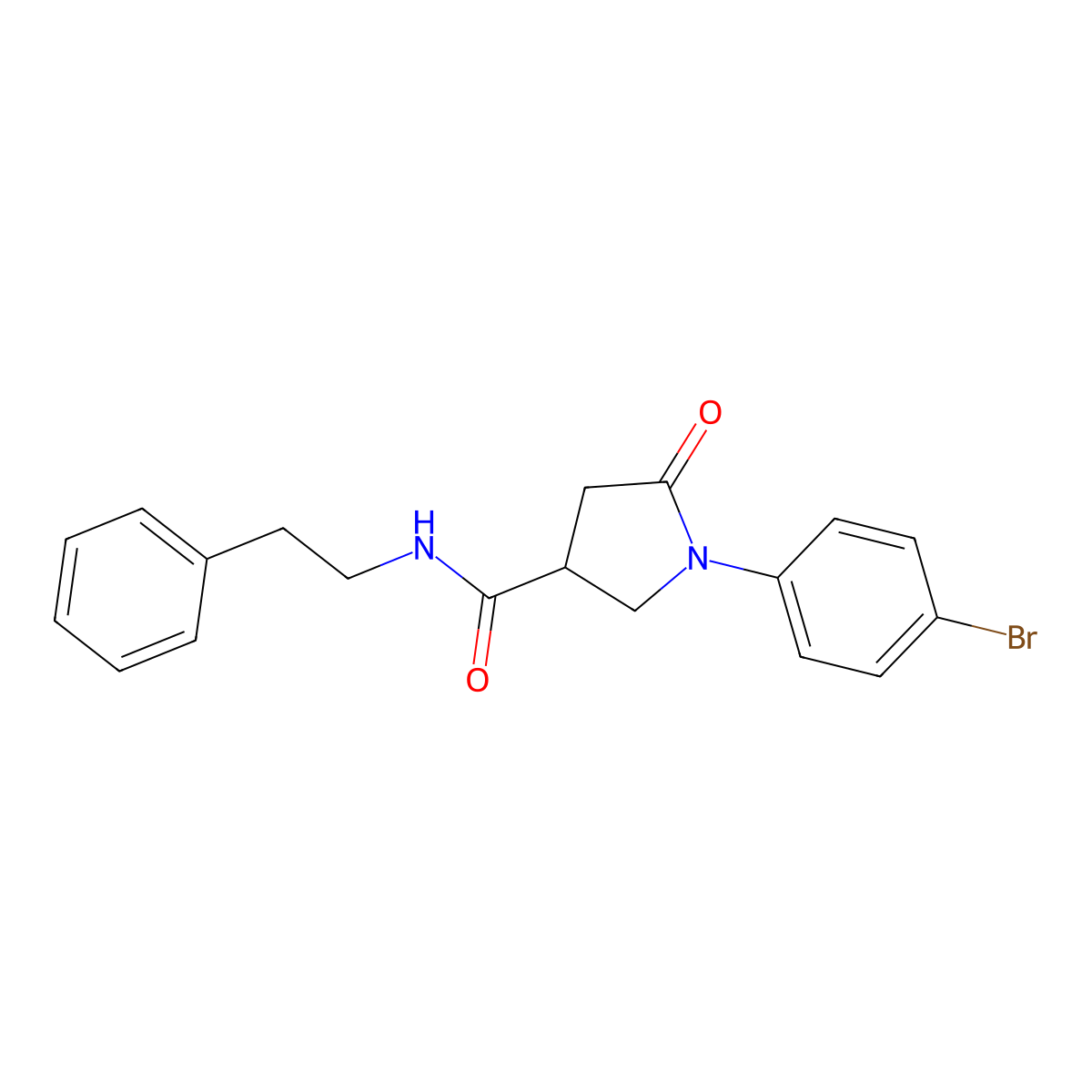 1-(4-bromophenyl)-5-oxo-N-(2-phenylethyl)pyrrolidine-3-carboxamide molecular structure, CAS 332027-06-2