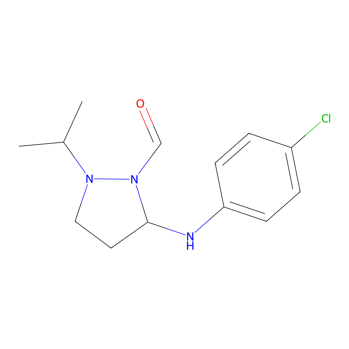 5-(4-Chloroanilino)-2-isopropylpyrazolidine-1-carbaldehyde molecular structure, CAS 332027-15-3