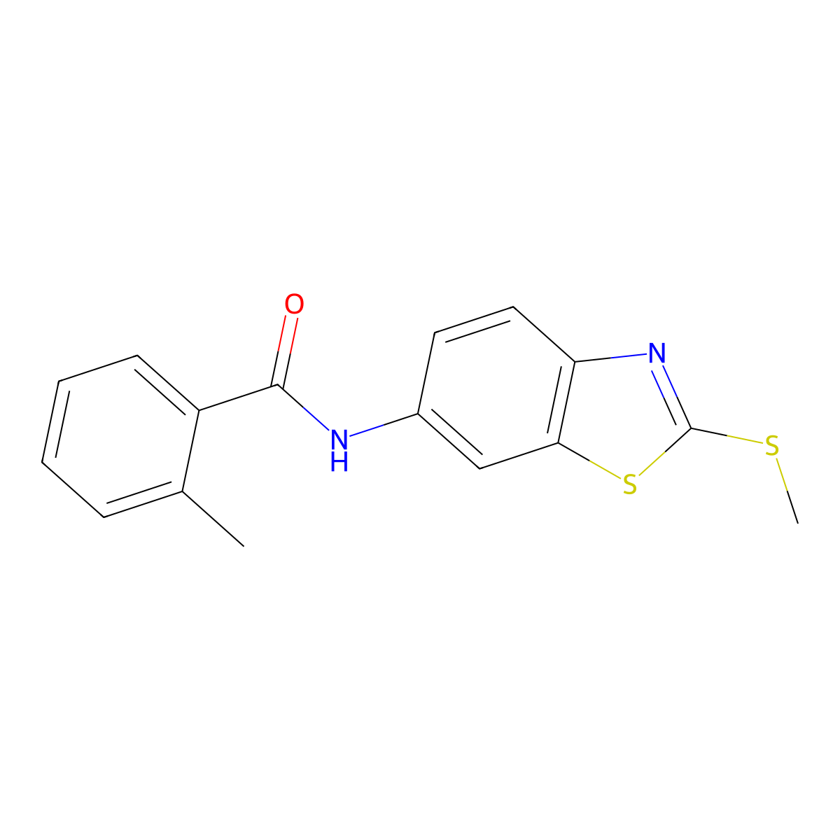2-methyl-N-(2-methylsulfanyl-1,3-benzothiazol-6-yl)benzamide molecular structure, CAS 332027-28-8