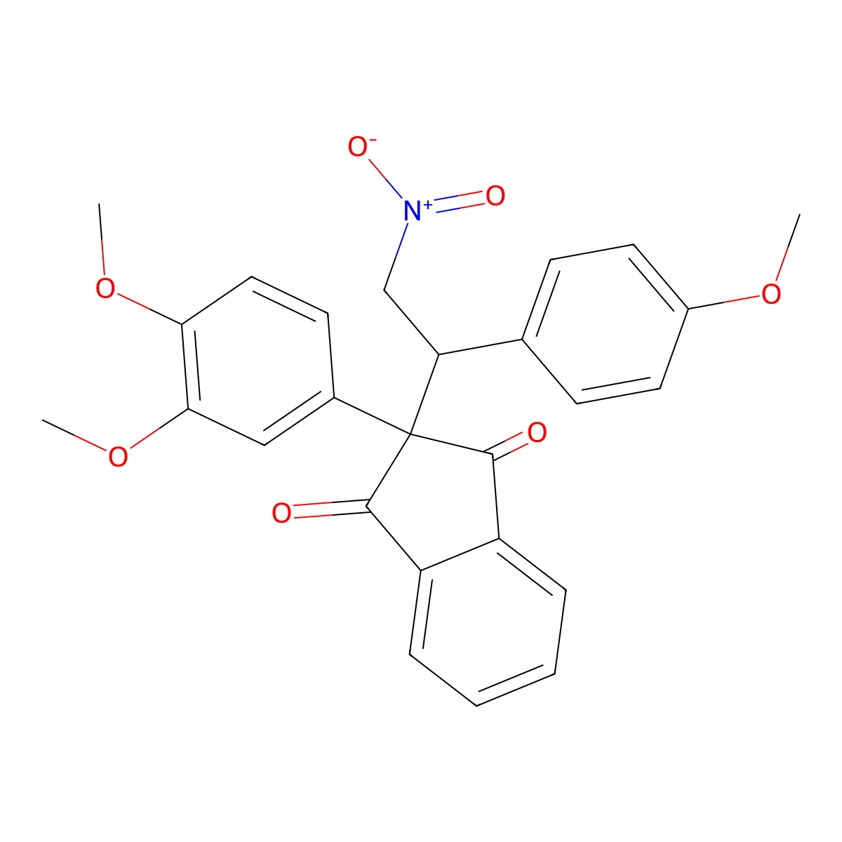 2-(3,4-Dimethoxyphenyl)-2-[1-(4-methoxyphenyl)-2-nitroethyl]indene-1,3-dione molecular structure, CAS 332030-52-1