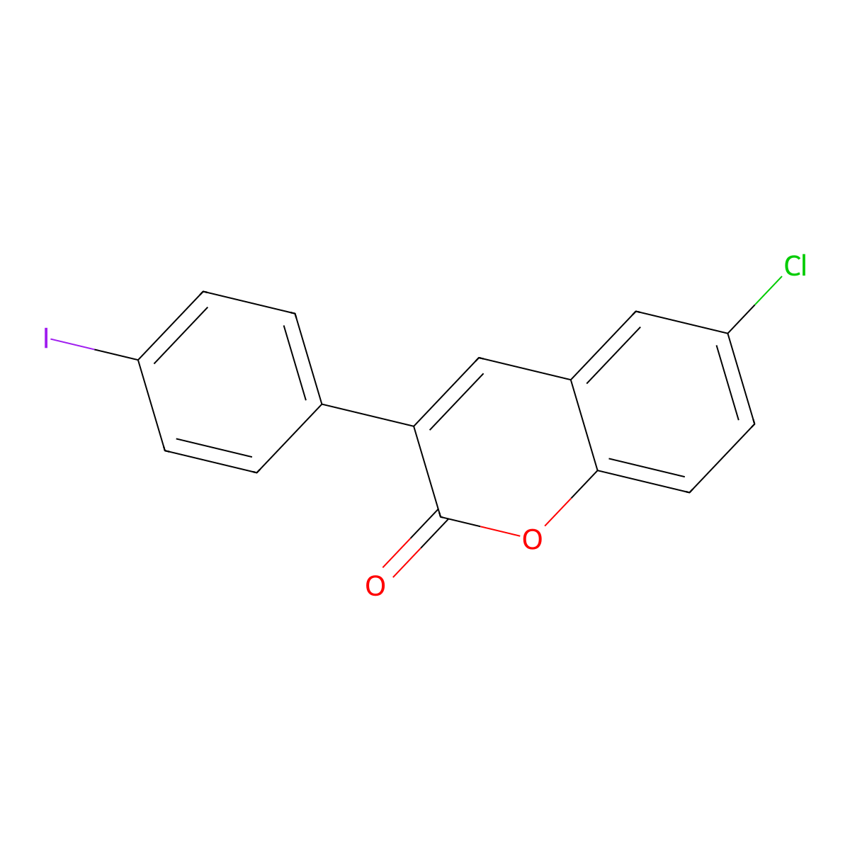 6-Chloro-3-(4-iodophenyl)-2H-chromen-2-one molecular structure, CAS 332030-55-4