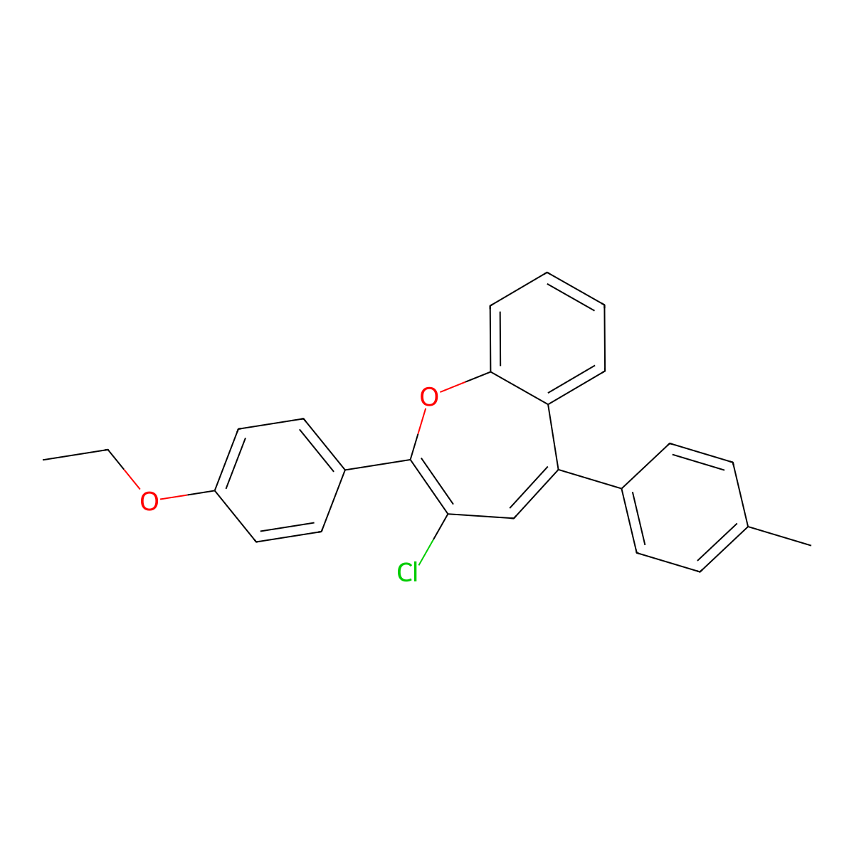 3-Chloro-2-(4-ethoxyphenyl)-5-(4-methylphenyl)-1-benzoxepine molecular structure, CAS 332030-69-0