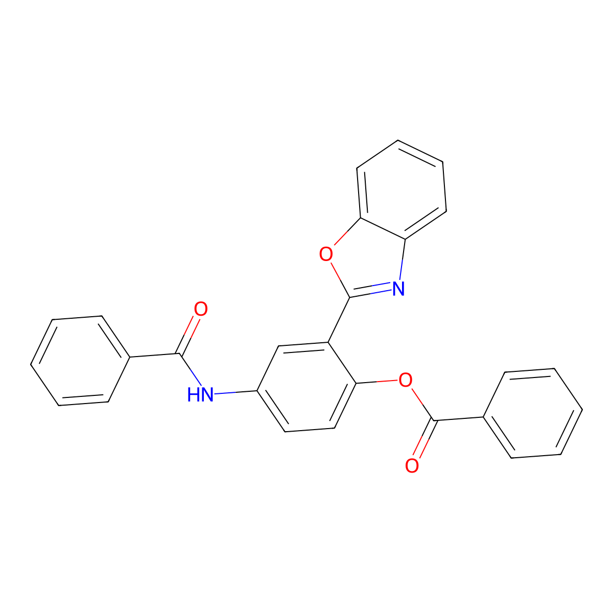 2-(1,3-Benzoxazol-2-yl)-4-(benzoylamino)phenyl benzoate molecular structure, CAS 332032-13-0