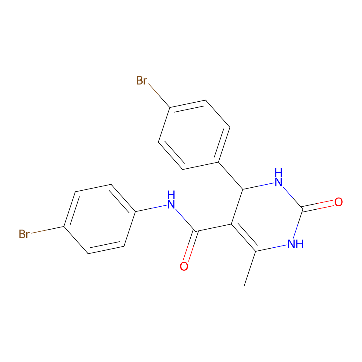 N,4-bis(4-bromophenyl)-6-methyl-2-oxo-1,2,3,4-tetrahydropyrimidine-5-carboxamide molecular structure, CAS 332032-57-2