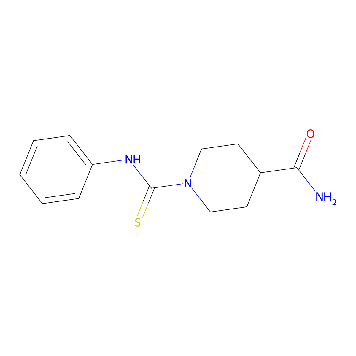 1-(Phenylcarbamothioyl)piperidine-4-carboxamide molecular structure, CAS 332032-75-4