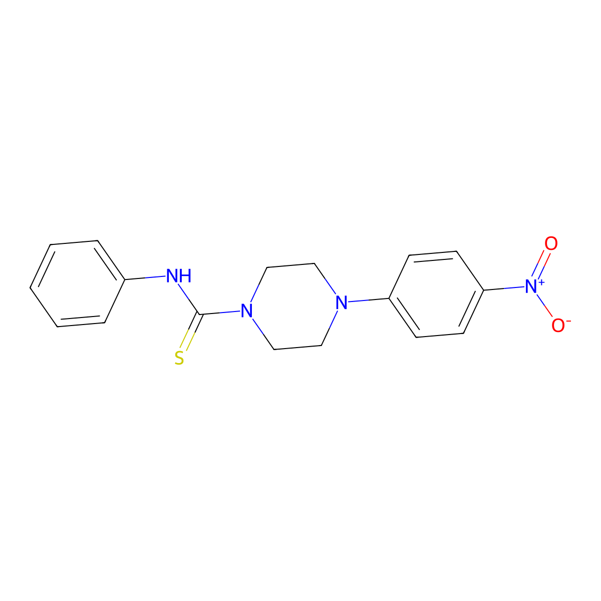 4-(4-nitrophenyl)-N-phenylpiperazine-1-carbothioamide molecular structure, CAS 332032-94-7