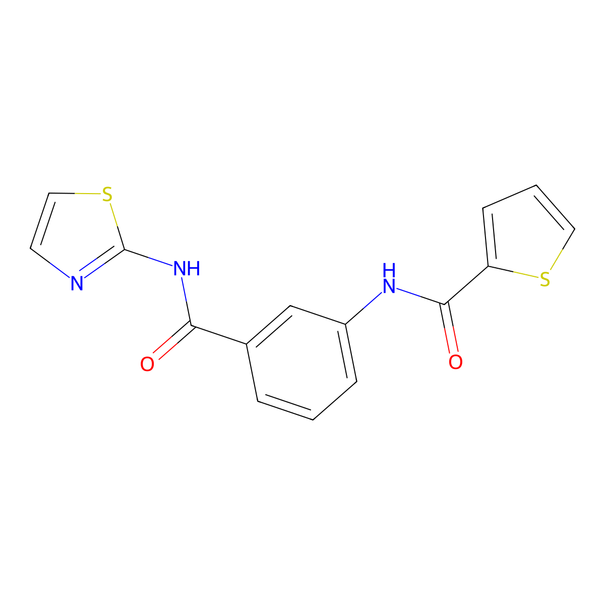 N-[3-(1,3-thiazol-2-ylcarbamoyl)phenyl]thiophene-2-carboxamide molecular structure, CAS 332033-27-9