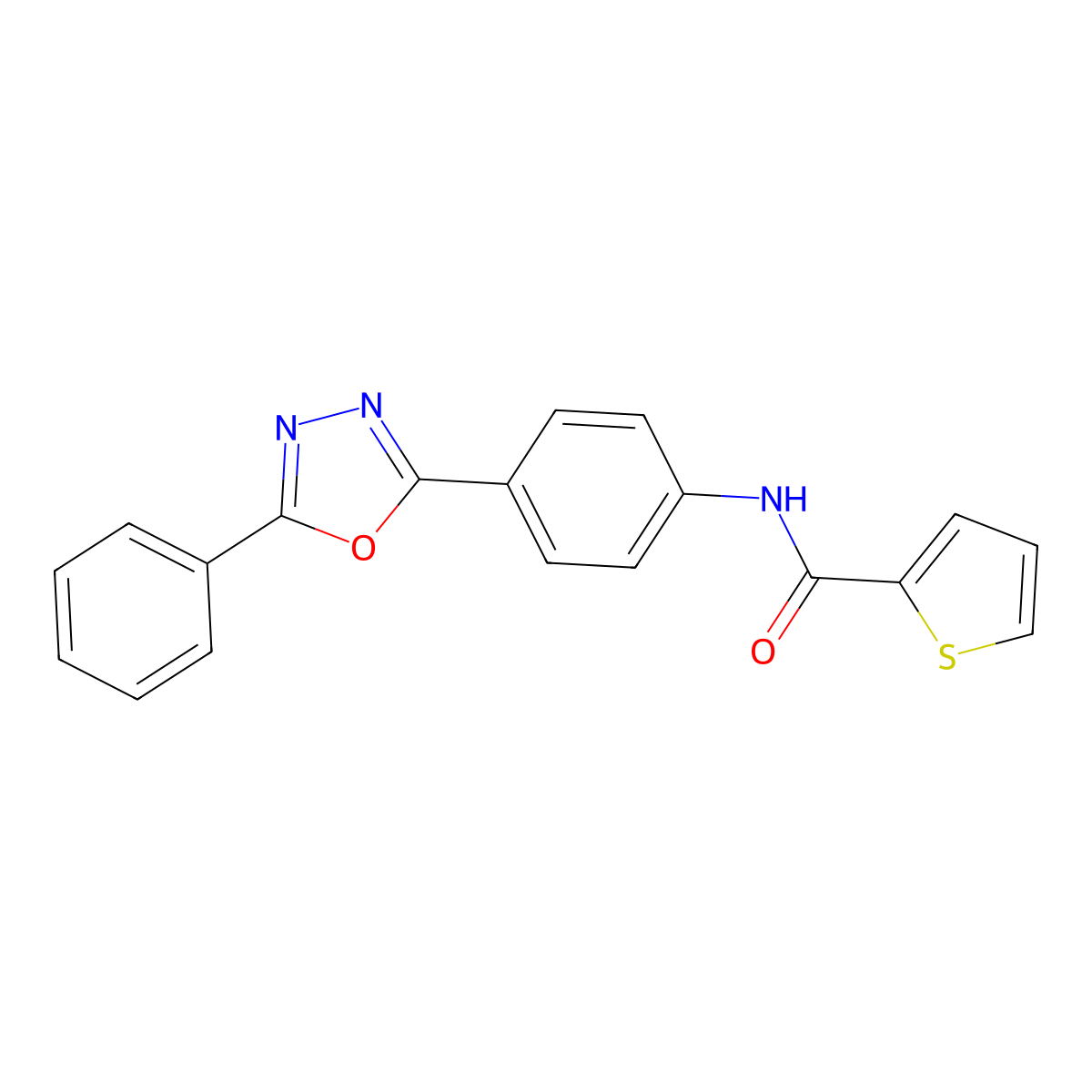 N-[4-(5-phenyl-1,3,4-oxadiazol-2-yl)phenyl]thiophene-2-carboxamide molecular structure, CAS 332033-34-8