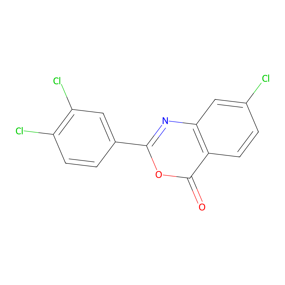 7-chloro-2-(3,4-dichlorophenyl)-4H-3,1-benzoxazin-4-one molecular structure, CAS 332033-38-2