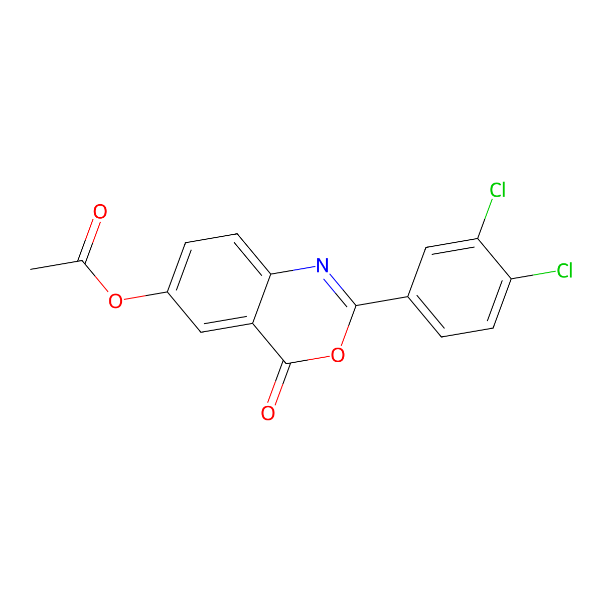 2-(3,4-dichlorophenyl)-4-oxo-4H-3,1-benzoxazin-6-yl acetate molecular structure, CAS 332033-39-3