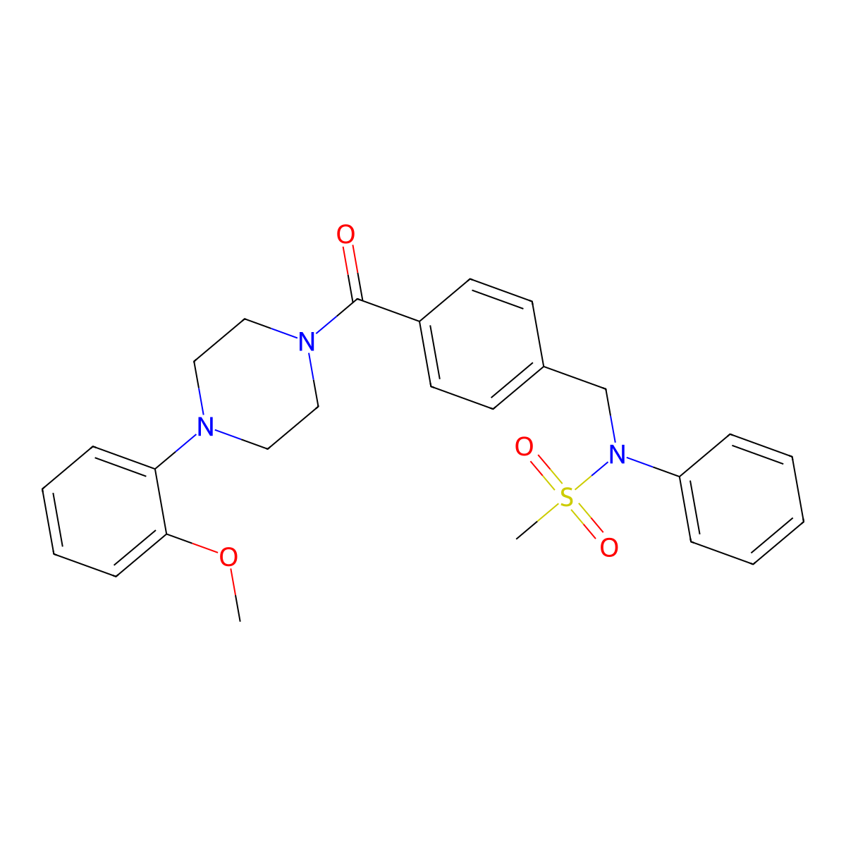 N-[[4-[4-(2-methoxyphenyl)piperazine-1-carbonyl]phenyl]methyl]-N-phenylmethanesulfonamide molecular structure, CAS 332033-69-9