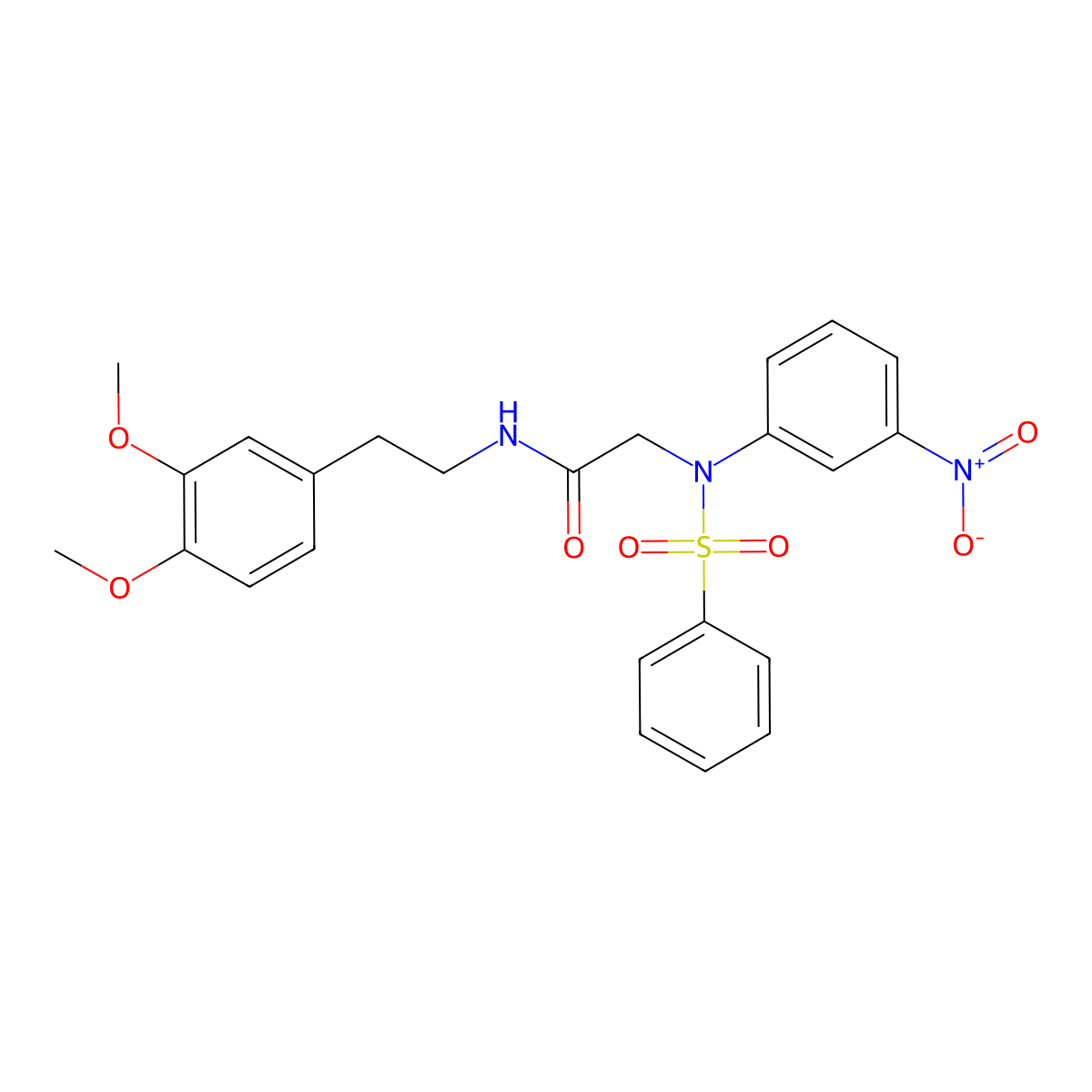 2-[N-(benzenesulfonyl)-3-nitroanilino]-N-[2-(3,4-dimethoxyphenyl)ethyl]acetamide molecular structure, CAS 332034-06-7
