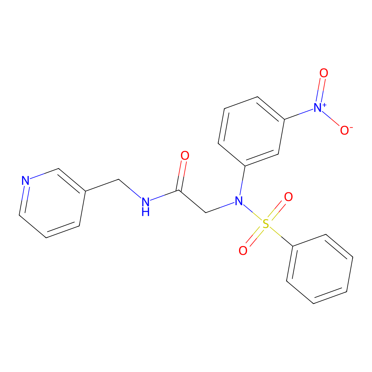 2-[N-(benzenesulfonyl)-3-nitroanilino]-N-(pyridin-3-ylmethyl)acetamide molecular structure, CAS 332034-14-7