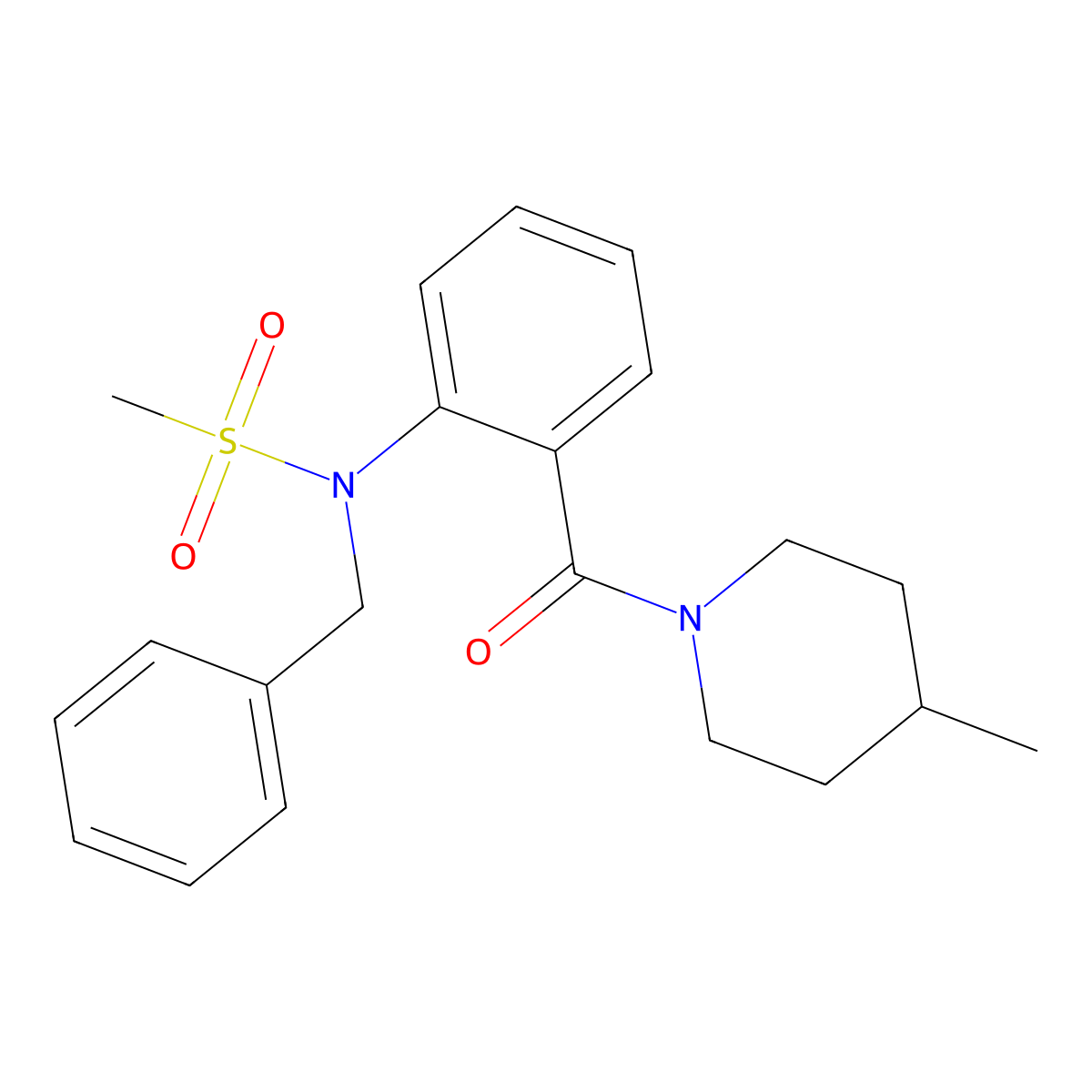 N-benzyl-N-[2-(4-methylpiperidine-1-carbonyl)phenyl]methanesulfonamide molecular structure, CAS 332034-17-0
