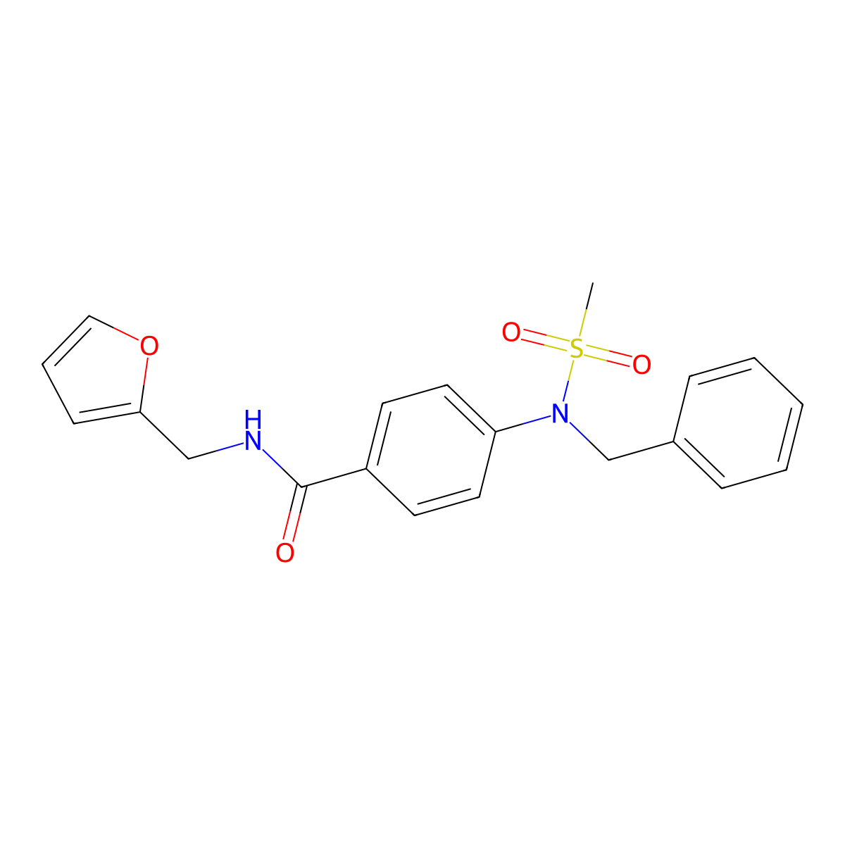 4-[benzyl(methylsulfonyl)amino]-N-(furan-2-ylmethyl)benzamide molecular structure, CAS 332034-39-6