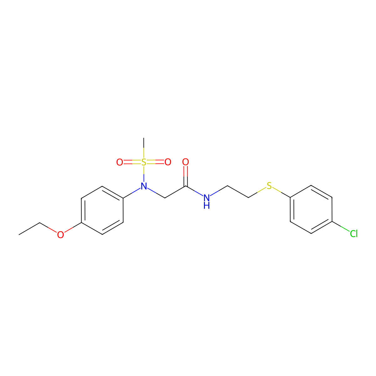 N-[2-(4-chlorophenyl)sulfanylethyl]-2-(4-ethoxy-N-methylsulfonylanilino)acetamide molecular structure, CAS 332034-62-5