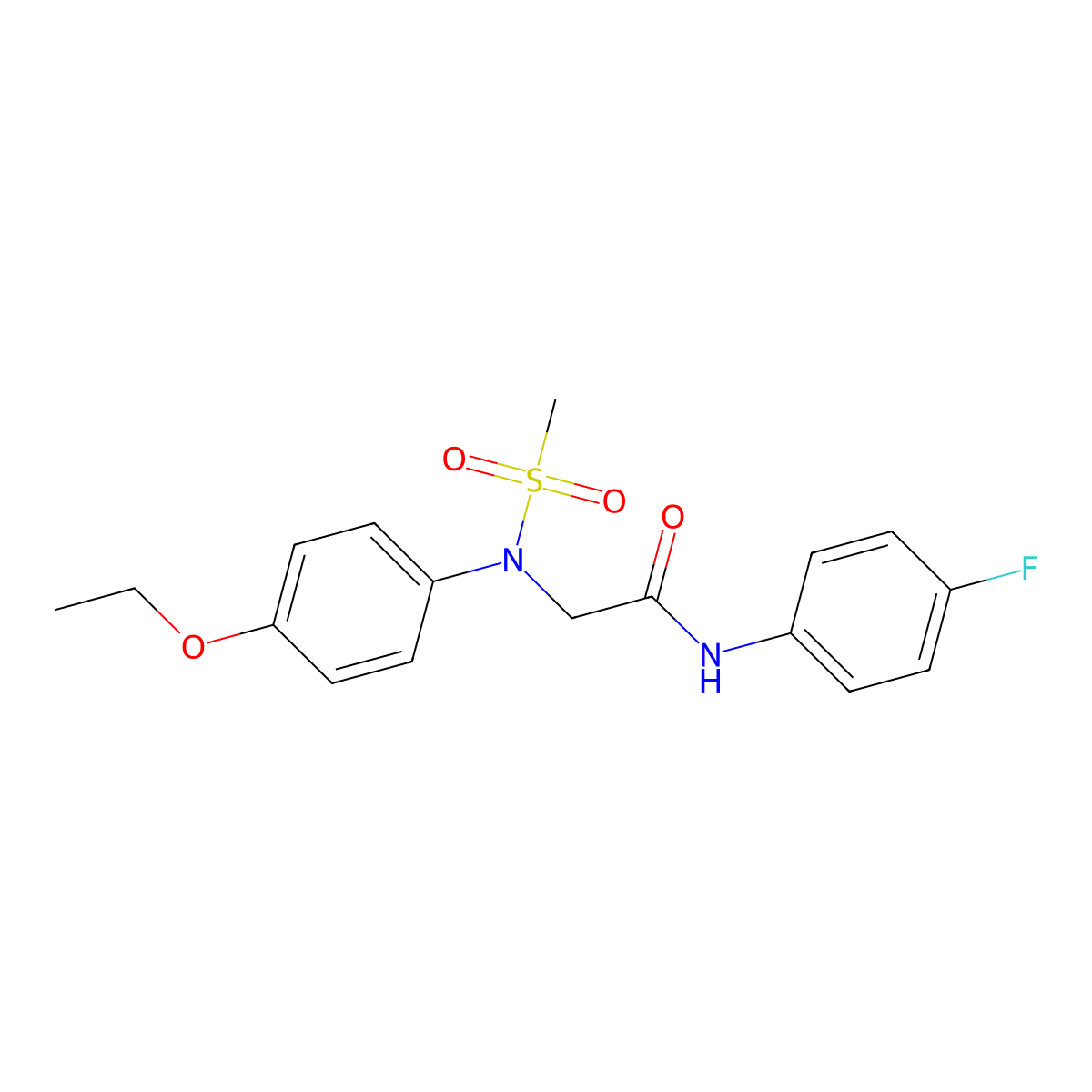 2-(4-ethoxy-N-methylsulfonylanilino)-N-(4-fluorophenyl)acetamide molecular structure, CAS 332034-79-4