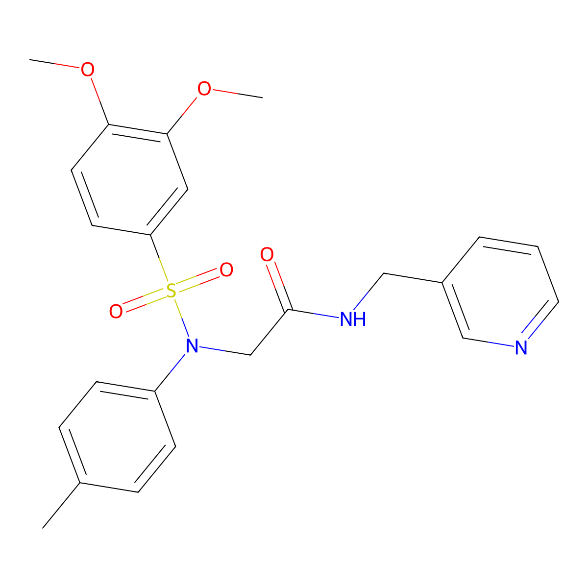 2-(N-(3,4-dimethoxyphenyl)sulfonyl-4-methylanilino)-N-(pyridin-3-ylmethyl)acetamide molecular structure, CAS 332034-98-7