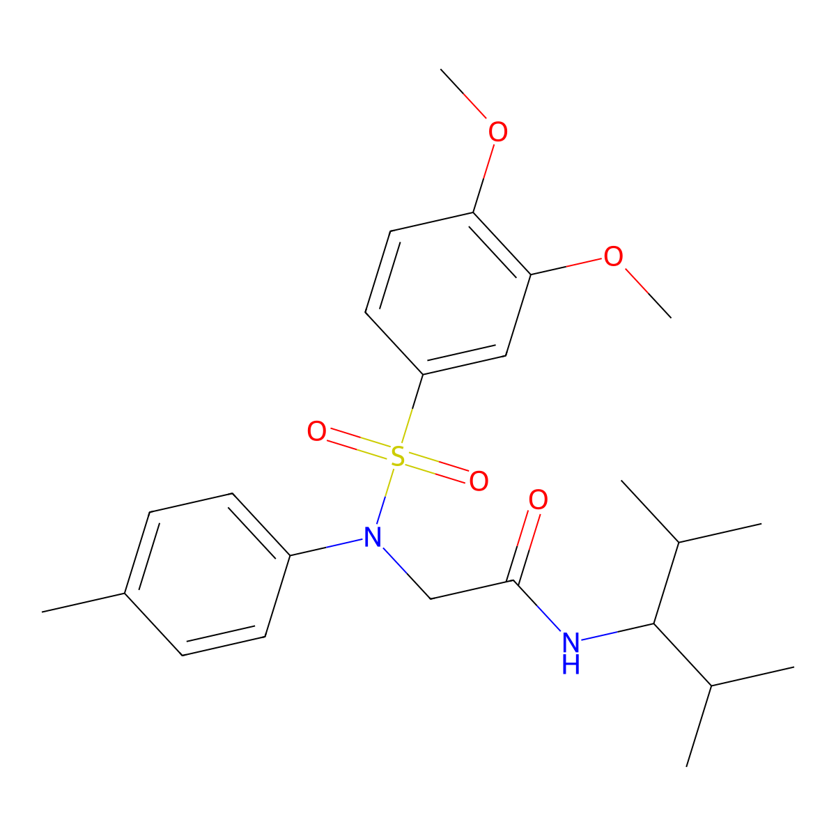 2-(N-(3,4-dimethoxyphenyl)sulfonyl-4-methylanilino)-N-(2,4-dimethylpentan-3-yl)acetamide molecular structure, CAS 332035-03-7