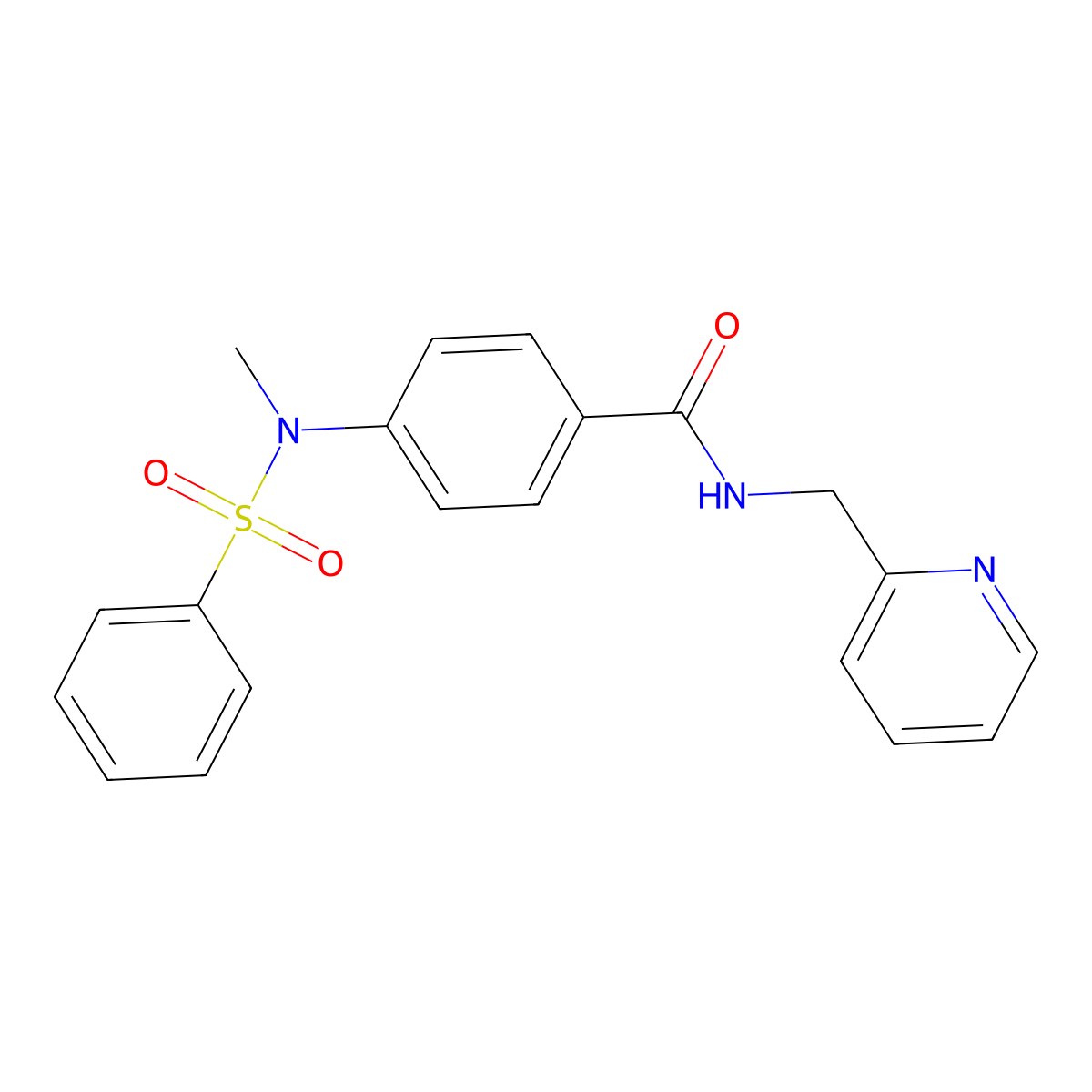 4-[benzenesulfonyl(methyl)amino]-N-(pyridin-2-ylmethyl)benzamide molecular structure, CAS 332035-72-0