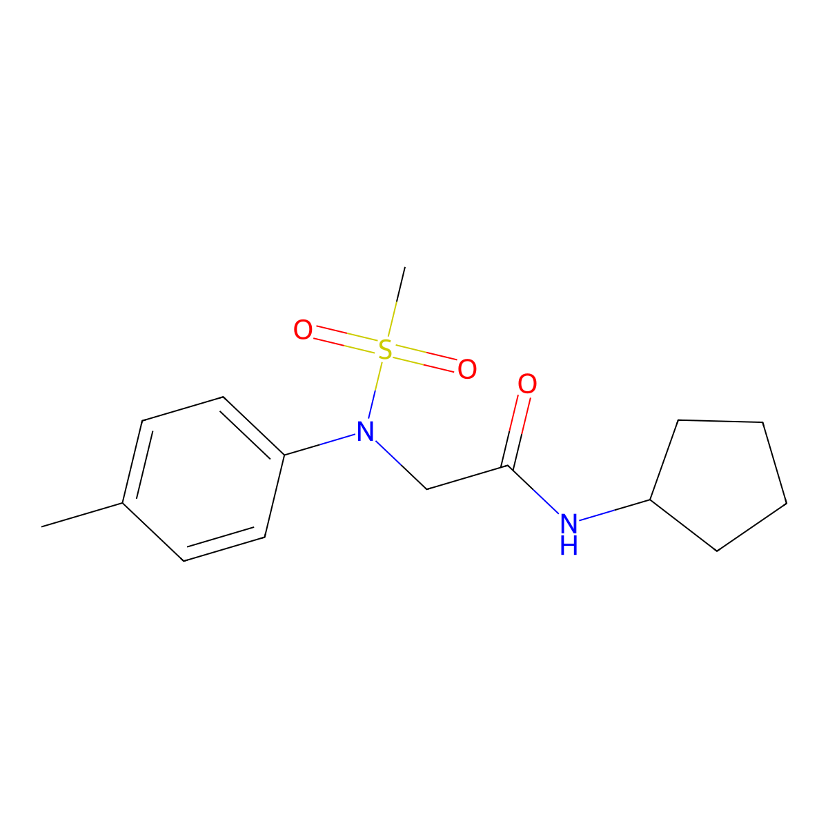 N-cyclopentyl-2-(4-methyl-N-methylsulfonylanilino)acetamide molecular structure, CAS 332036-03-0