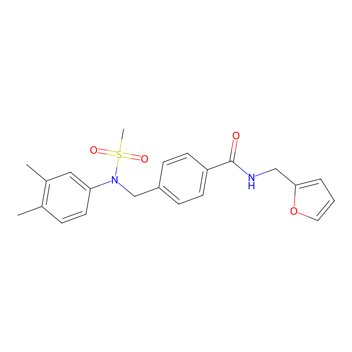 4-[(3,4-dimethyl-N-methylsulfonylanilino)methyl]-N-(furan-2-ylmethyl)benzamide molecular structure, CAS 332036-55-2