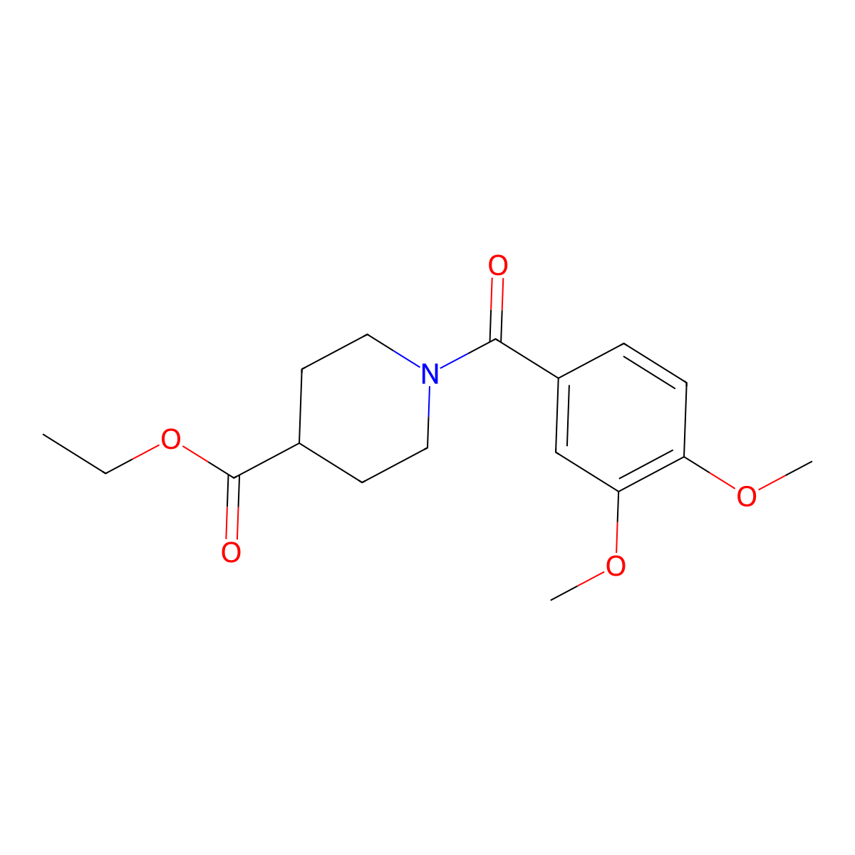 Ethyl 1-(3,4-dimethoxybenzoyl)piperidine-4-carboxylate molecular structure, CAS 332036-93-8