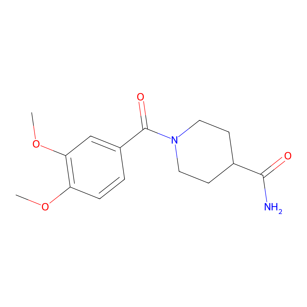 1-(3,4-Dimethoxybenzoyl)piperidine-4-carboxamide molecular structure, CAS 332036-94-9