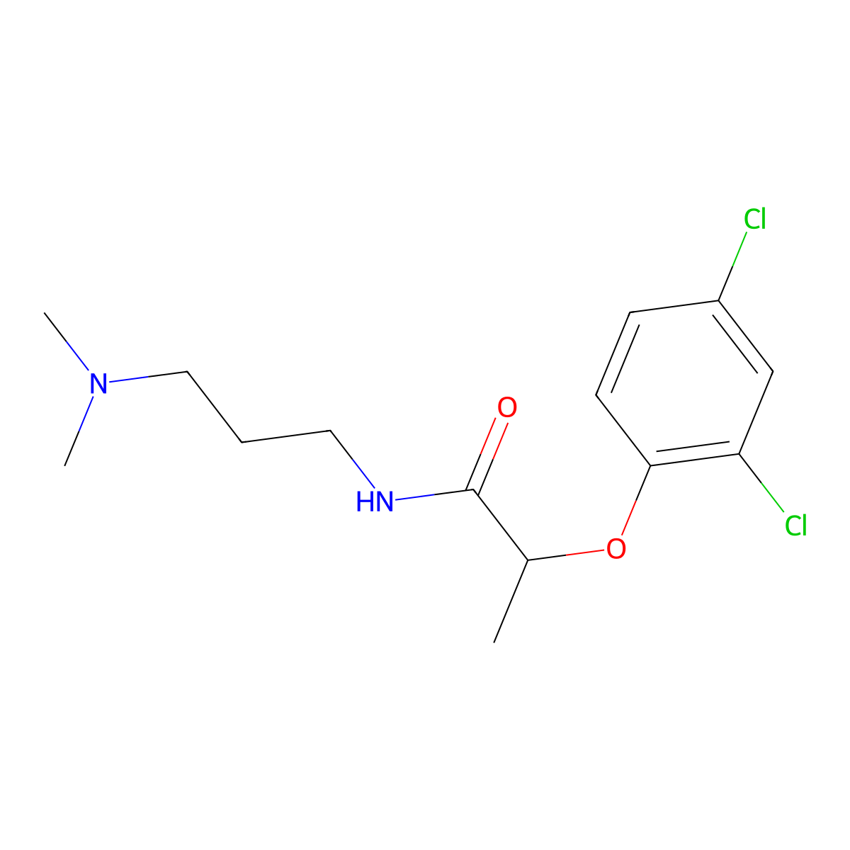 2-(2,4-dichlorophenoxy)-N-[3-(dimethylamino)propyl]propanamide molecular structure, CAS 332038-33-2