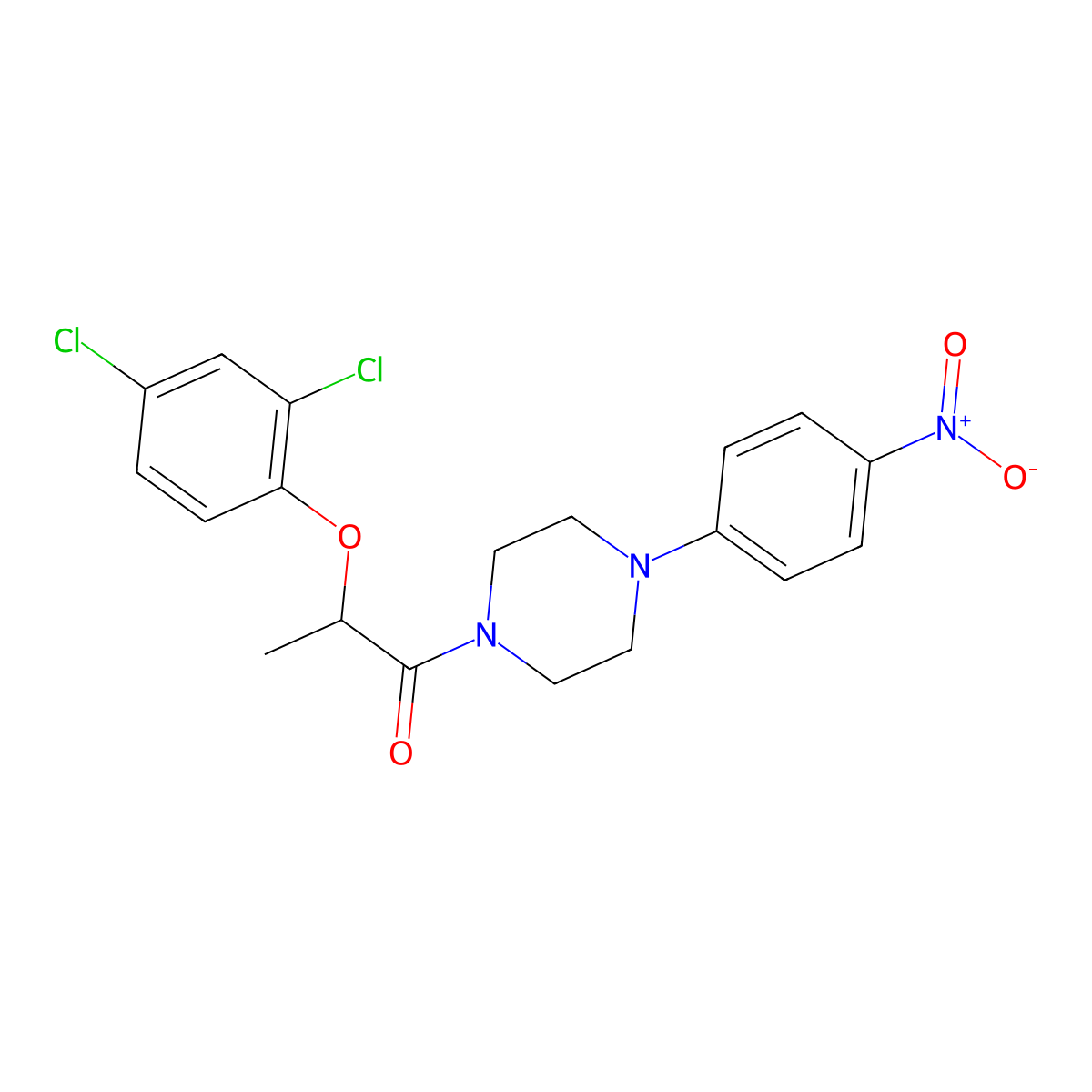 2-(2,4-Dichlorophenoxy)-1-[4-(4-nitrophenyl)piperazin-1-yl]propan-1-one molecular structure, CAS 332038-35-4