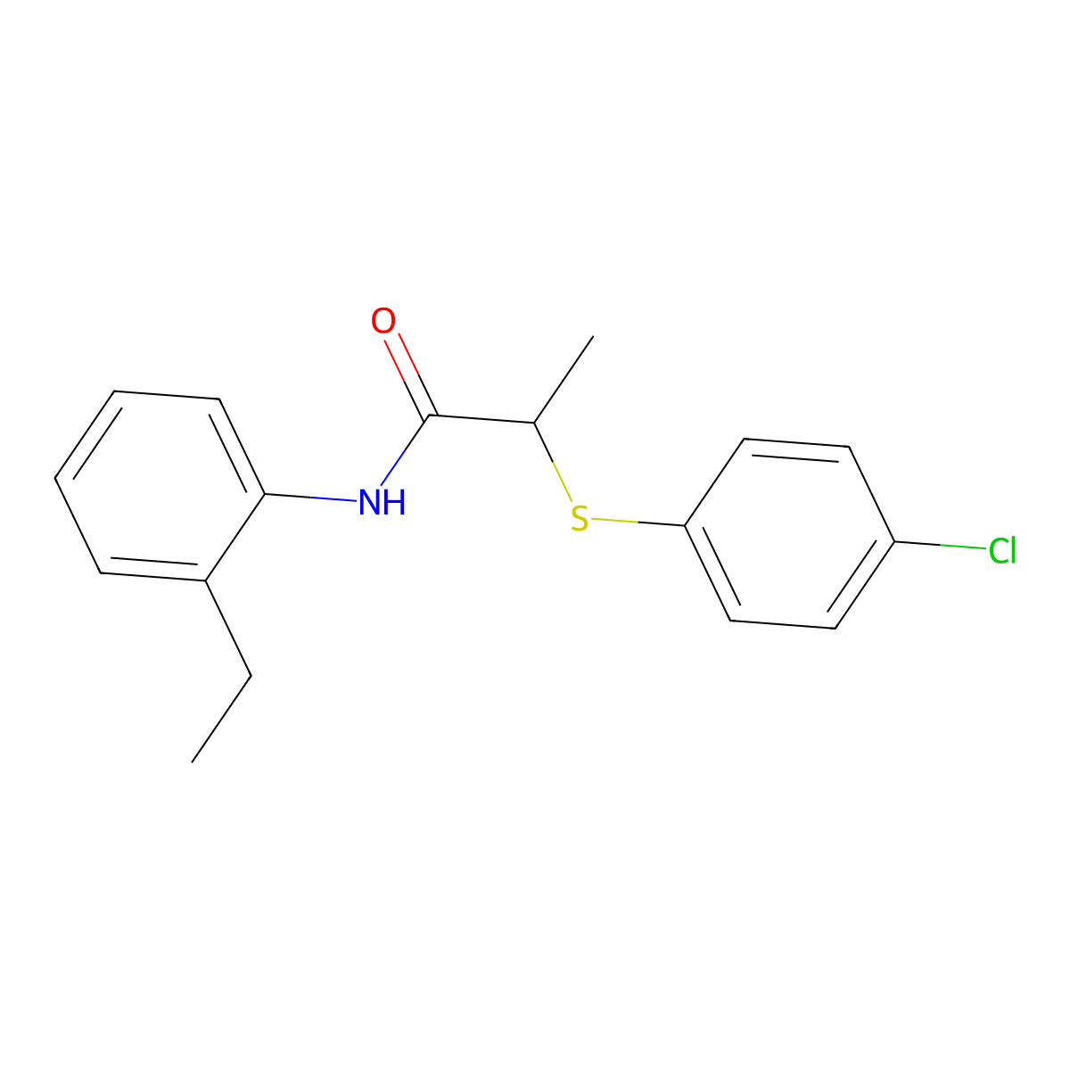 2-[(4-chlorophenyl)sulfanyl]-N-(2-ethylphenyl)propanamide molecular structure, CAS 332039-48-2