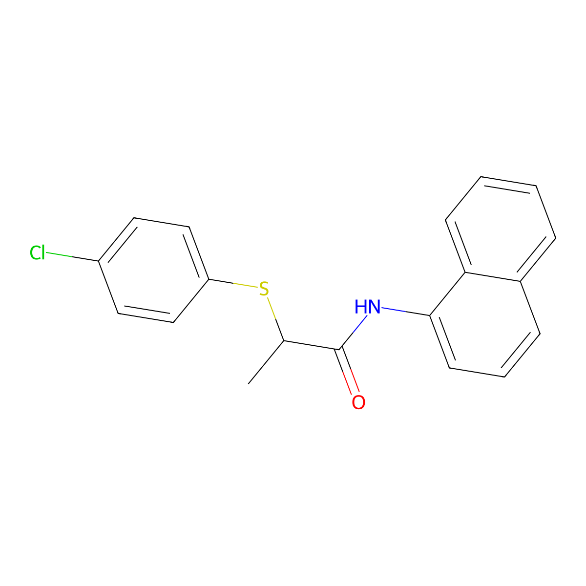 2-(4-chlorophenyl)sulfanyl-N-naphthalen-1-ylpropanamide molecular structure, CAS 332039-52-8