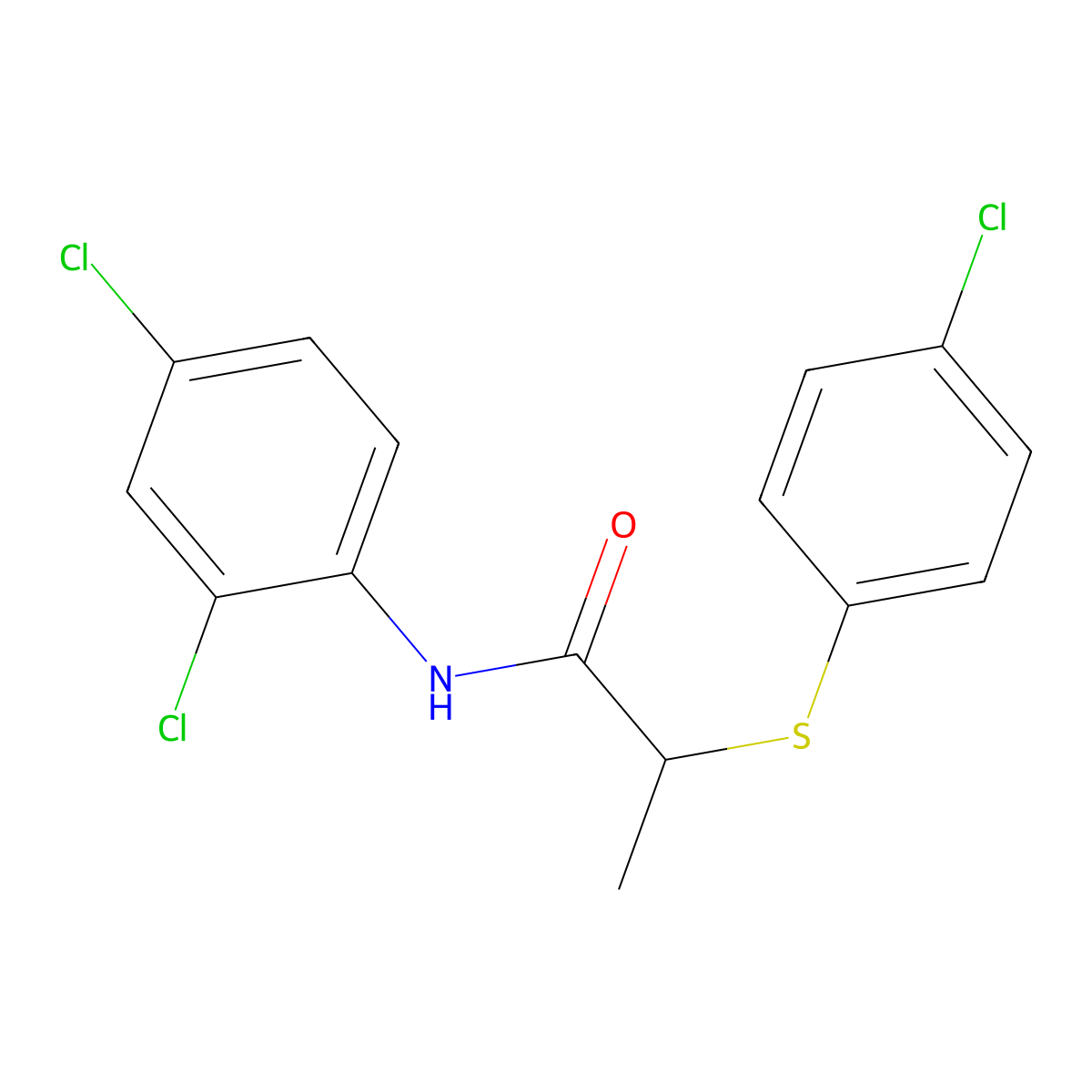 2-(4-chlorophenyl)sulfanyl-N-(2,4-dichlorophenyl)propanamide molecular structure, CAS 332039-56-2