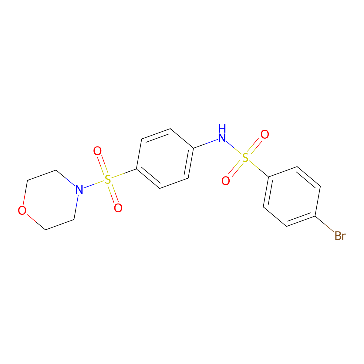 4-Bromo-N-[4-(morpholine-4-sulfonyl)-phenyl]-benzenesulfonamide molecular structure, CAS 332039-80-2