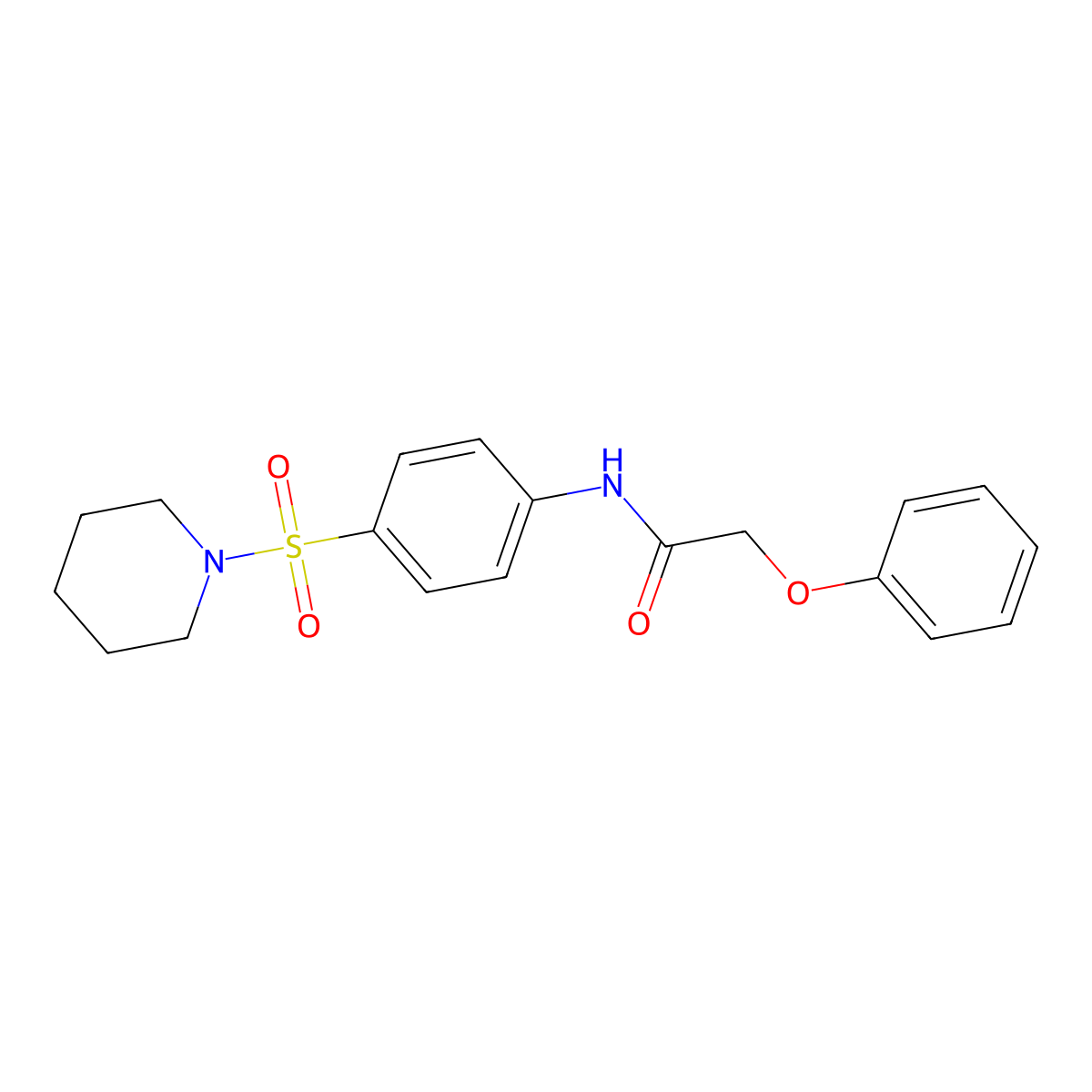 2-phenoxy-N-(4-piperidin-1-ylsulfonylphenyl)acetamide molecular structure, CAS 332039-90-4