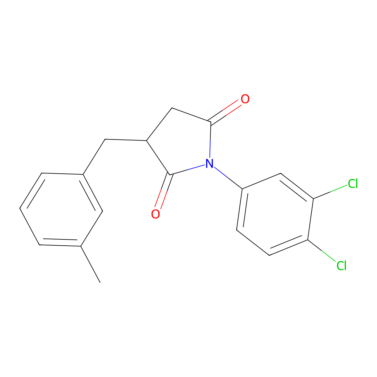 1-(3,4-Dichlorophenyl)-3-(3-methylbenzyl)pyrrolidine-2,5-dione molecular structure, CAS 332039-95-9