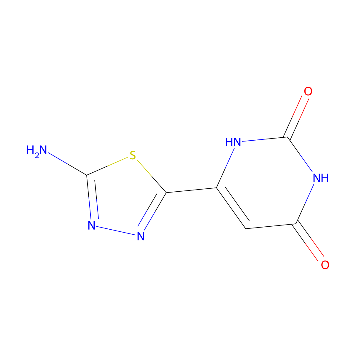 6-(5-amino-1,3,4-thiadiazol-2-yl)pyrimidine-2,4(1H,3H)-dione molecular structure, CAS 332040-12-7