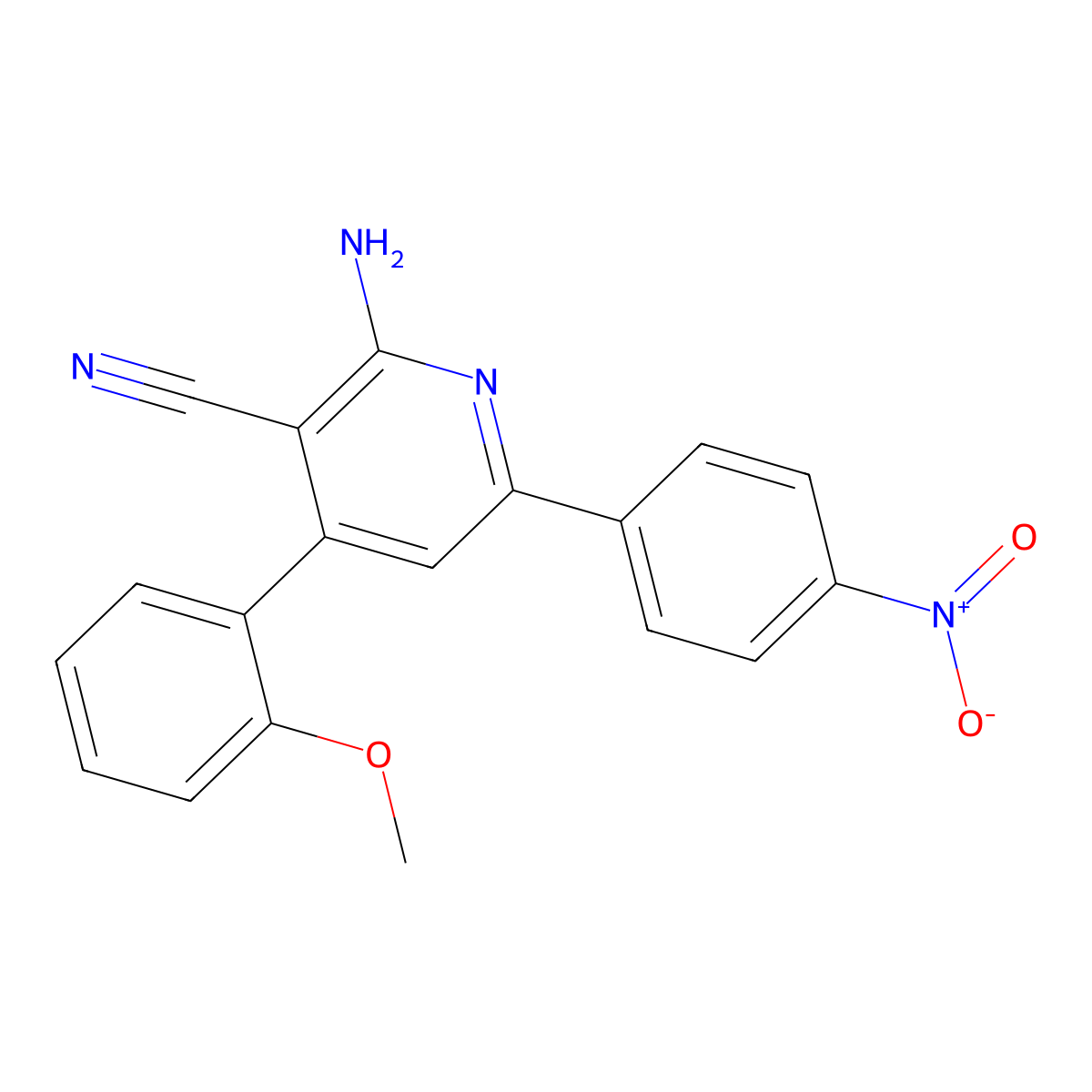 2-Amino-4-(2-methoxyphenyl)-6-(4-nitrophenyl)nicotinonitrile molecular structure, CAS 332040-21-8