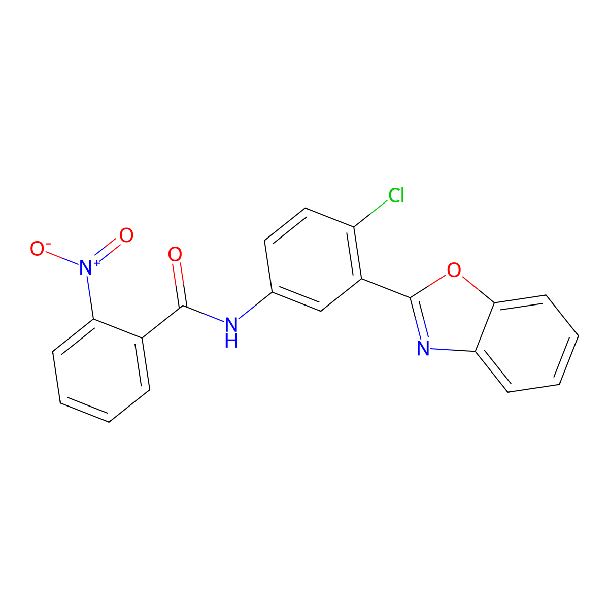 N-[3-(1,3-benzoxazol-2-yl)-4-chlorophenyl]-2-nitrobenzamide molecular structure, CAS 332042-54-3