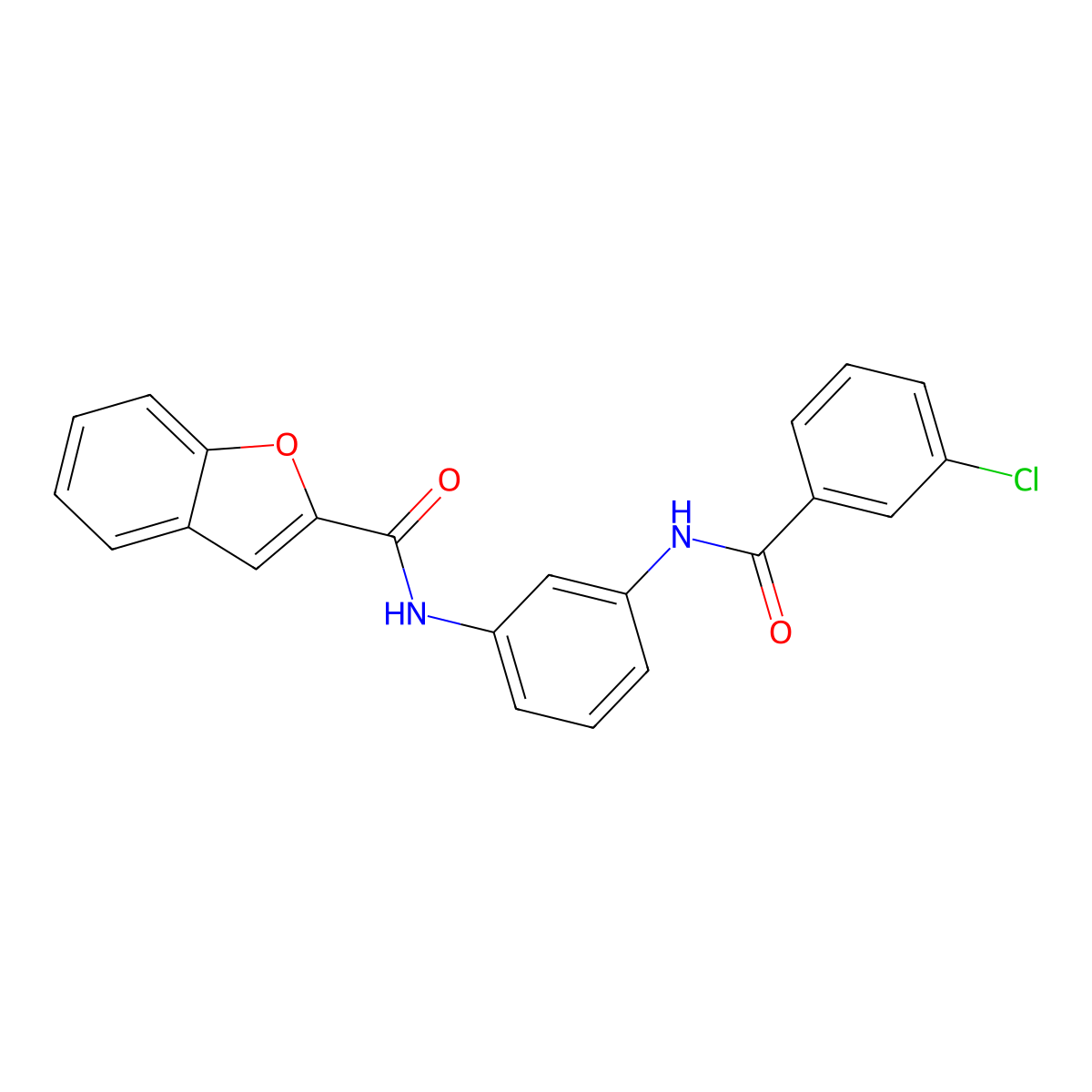 N-[3-[(3-chlorobenzoyl)amino]phenyl]-1-benzofuran-2-carboxamide molecular structure, CAS 332042-65-6