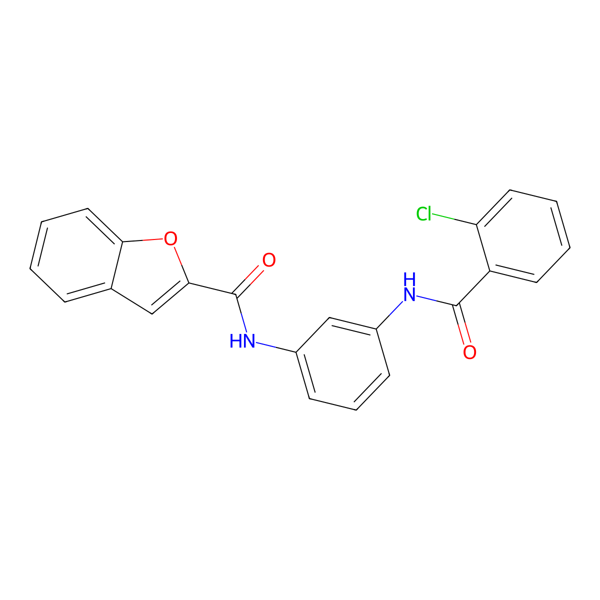 N-[3-[(2-chlorobenzoyl)amino]phenyl]-1-benzofuran-2-carboxamide molecular structure, CAS 332042-68-9