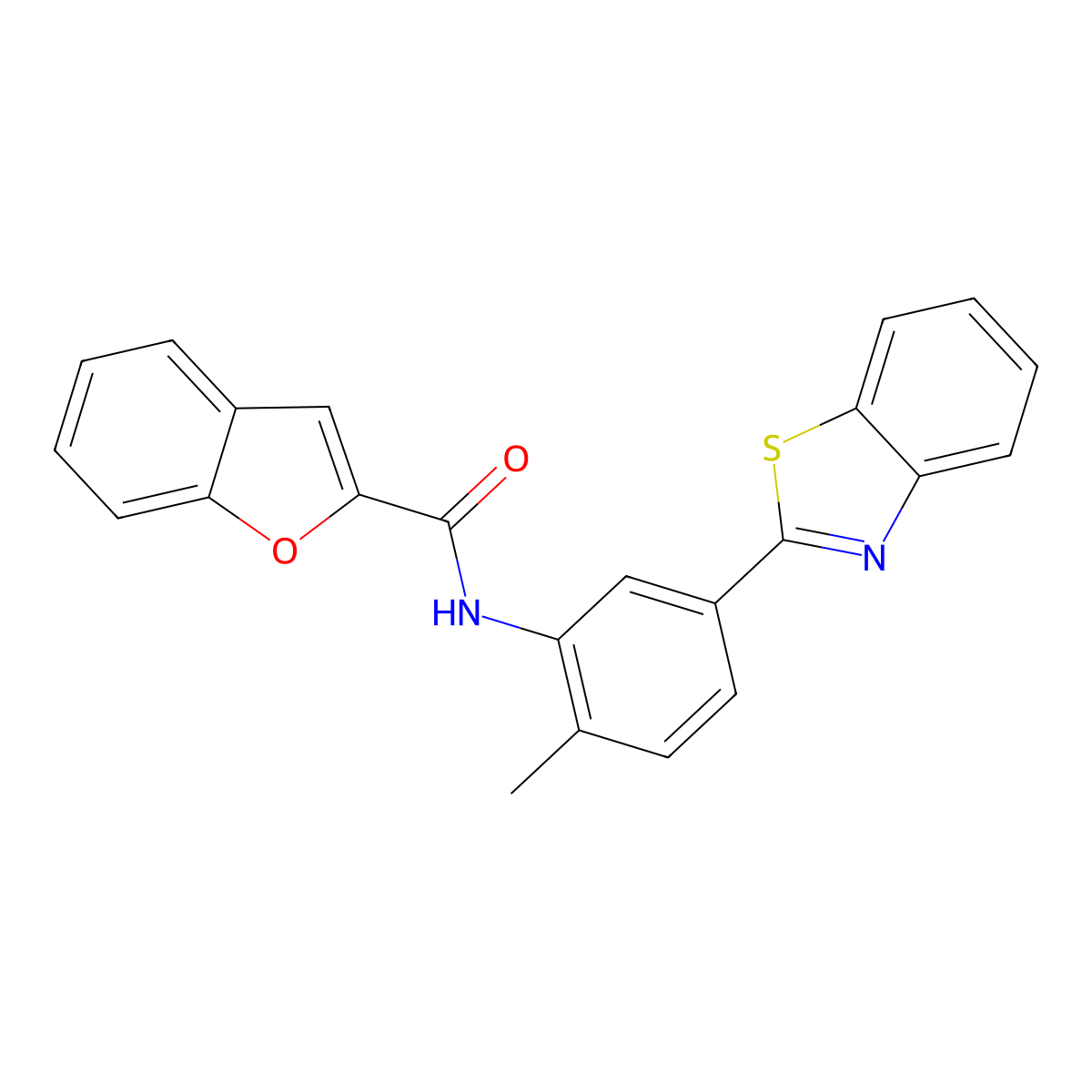 N-[5-(1,3-benzothiazol-2-yl)-2-methylphenyl]-1-benzofuran-2-carboxamide molecular structure, CAS 332042-72-5