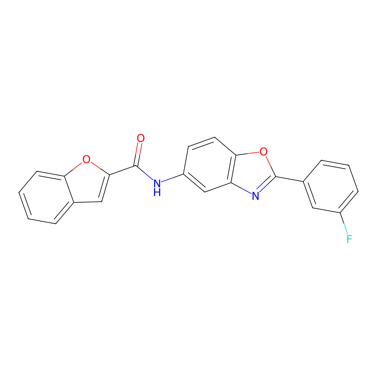 N-[2-(3-fluorophenyl)-1,3-benzoxazol-5-yl]-1-benzofuran-2-carboxamide molecular structure, CAS 332042-78-1