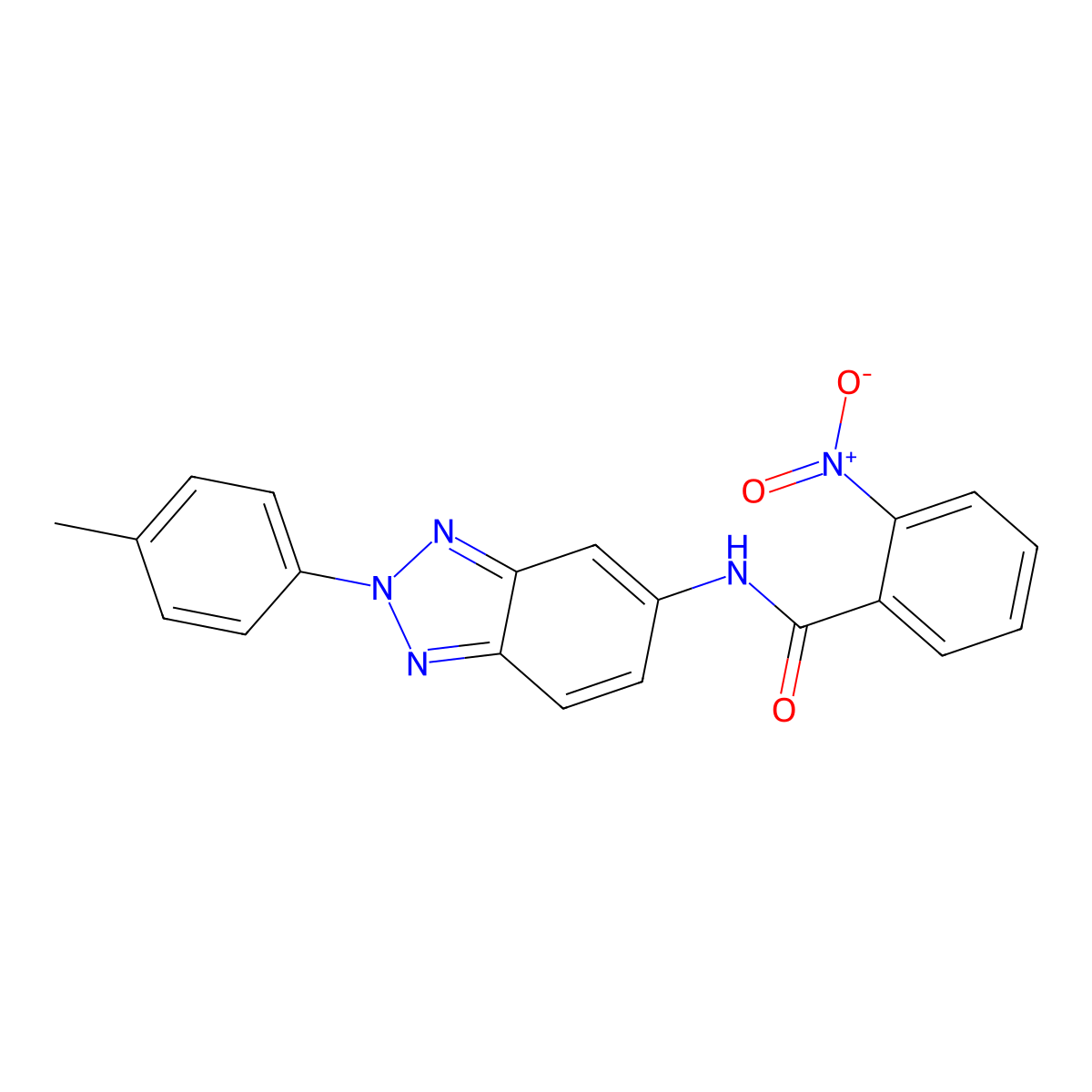 N-[2-(4-methylphenyl)benzotriazol-5-yl]-2-nitrobenzamide molecular structure, CAS 332043-06-8