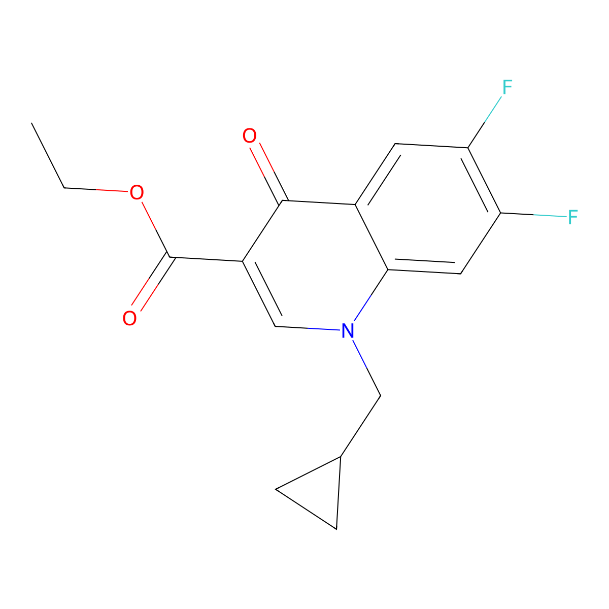 Ethyl 1-(cyclopropylmethyl)-6,7-difluoro-4-oxo-1,4-dihydroquinoline-3-carboxylate molecular structure, CAS 332043-36-4