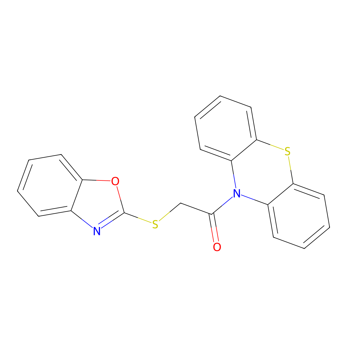 2-(Benzooxazol-2-ylsulfanyl)-1-phenothiazin-10-yl-ethanone molecular structure, CAS 332043-43-3