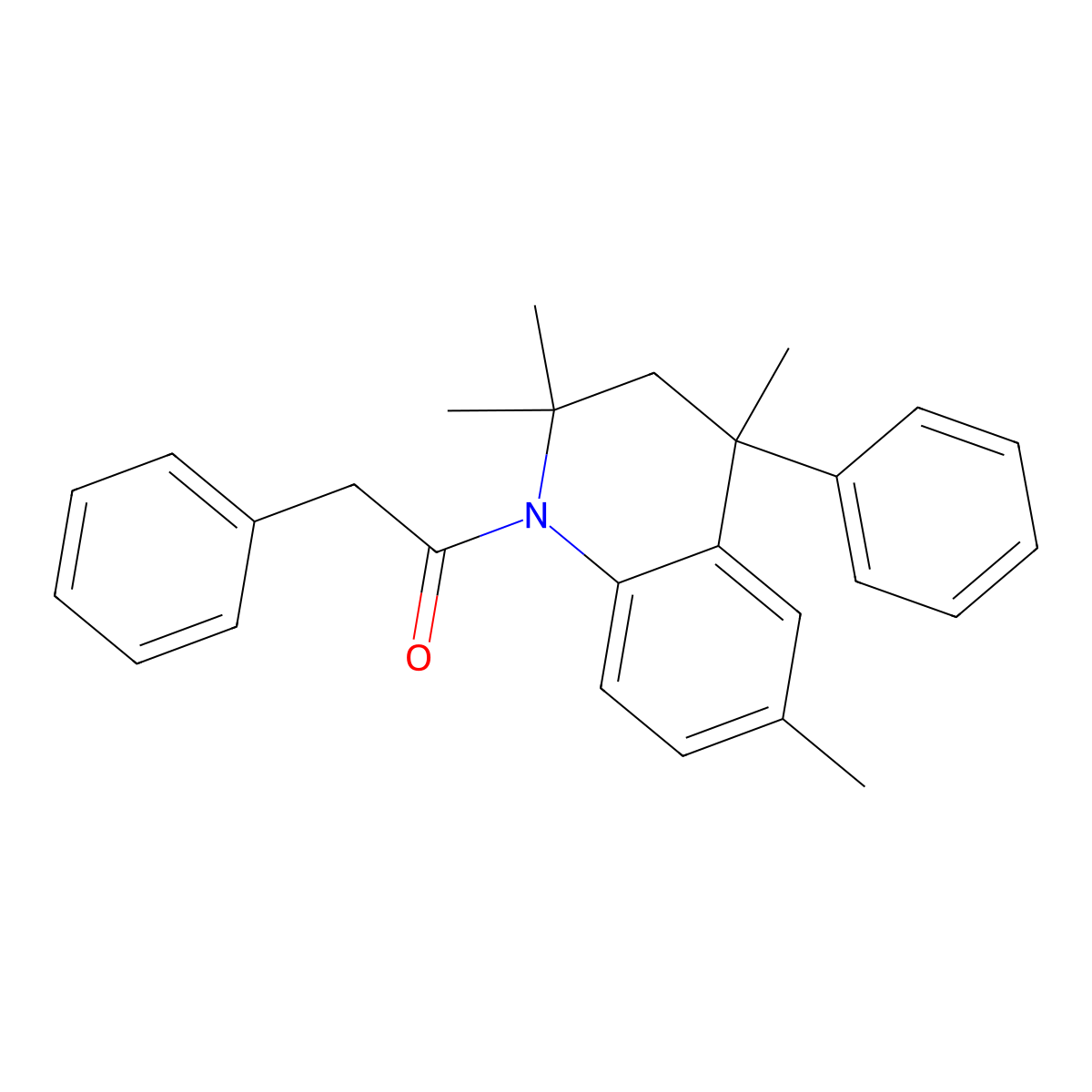 2,2,4,6-Tetramethyl-4-phenyl-1-(phenylacetyl)-1,2,3,4-tetrahydroquinoline molecular structure, CAS 332043-65-9