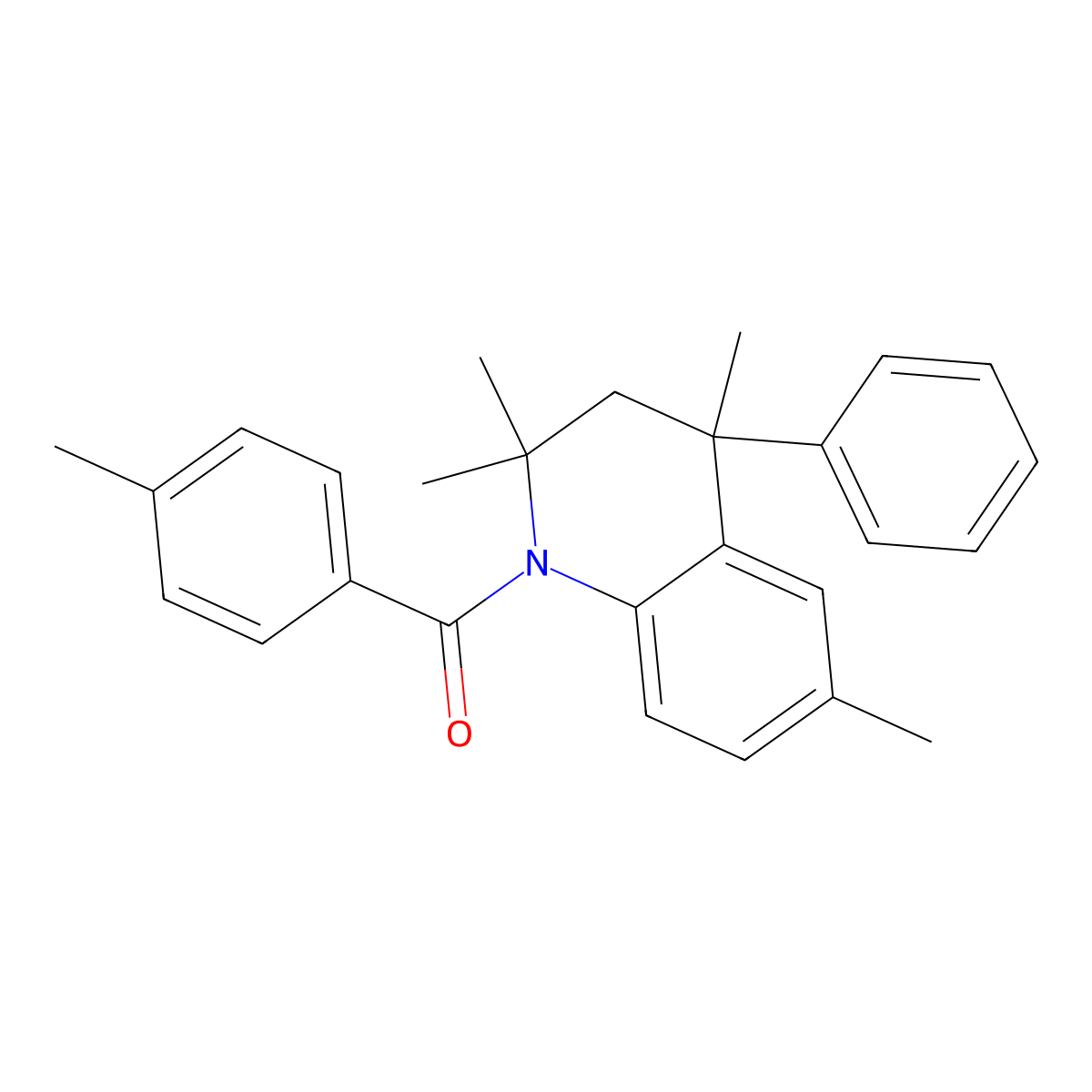 (2,2,4,6-Tetramethyl-4-phenyl-3,4-dihydro-2H-quinolin-1-yl)-p-tolyl-methanone molecular structure, CAS 332043-66-0